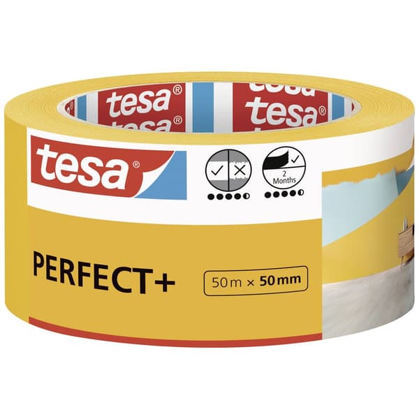 tesa Perfect+ 56538-00000-00 Målartejp Gul (L x B) 50 m x 50 mm 1 st