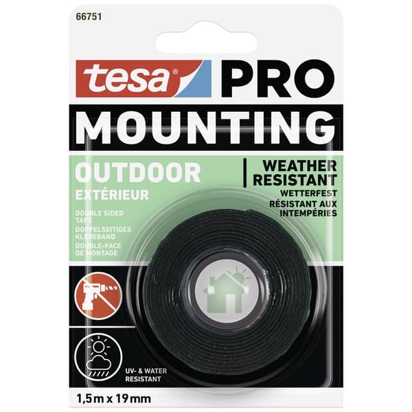 tesa Mounting PRO Outdoor 66751-00000-00 Monteringsband Transparent (L x B) 1.5 m x 19 mm 1 st