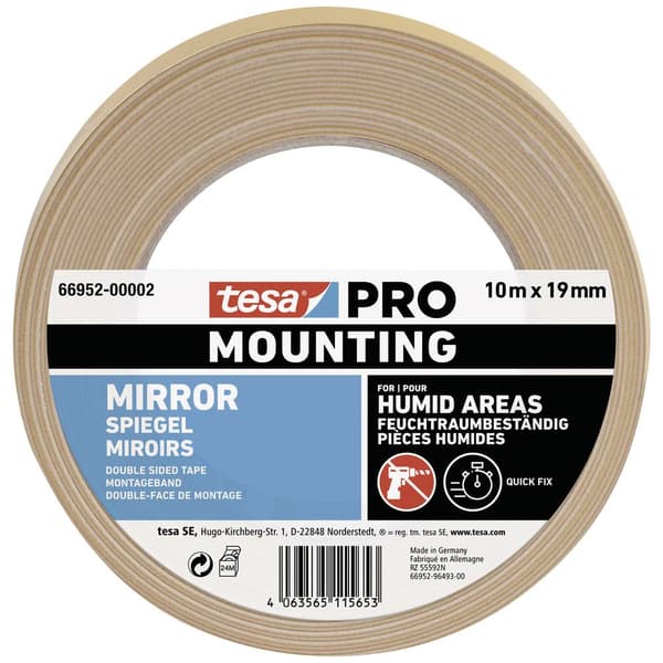 tesa Mounting PRO Spiegel 66952-00002-00 Monteringsband Vit (L x B) 10 m x 19 mm 1 st