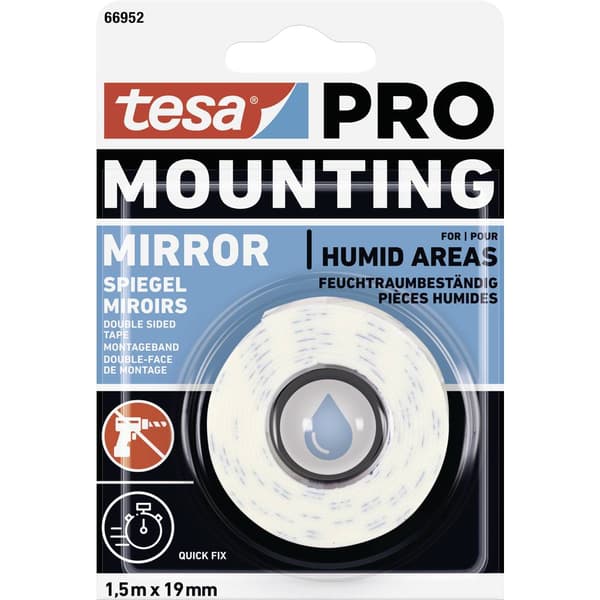 tesa Mounting PRO Spiegel 66952-00000-00 Monteringsband Vit (L x B) 1.5 m x 19 mm 1 st