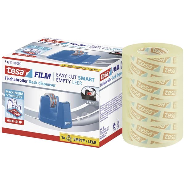 tesa Easy Cut Smart + tesafilm transparent 53908-00000-00 tesafilm Cyan (L x B) 33 m x 19 mm 1 set