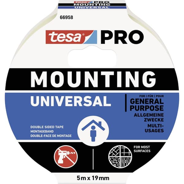 tesa Mounting PRO Universal 66958-00001-00 Monteringsband Vit (L x B) 5 m x 9 mm 1 st