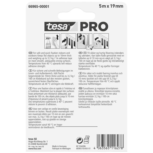 tesa Mounting PRO Transparent 66965-00001-00 Monteringsband Transparent (L x B) 5 m x 19 mm 1 st
