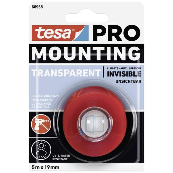 tesa Mounting PRO Transparent 66965-00001-00 Monteringsband Transparent (L x B) 5 m x 19 mm 1 st