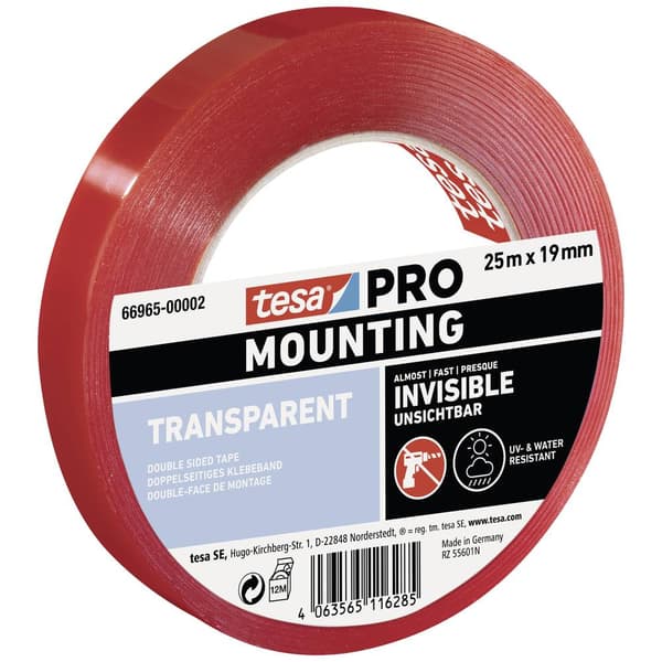 tesa Mounting PRO Transparent 66965-00002-00 Monteringsband Transparent (L x B) 25 m x 19 mm 1 st