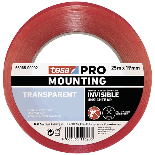 tesa Mounting PRO Transparent 66965-00002-00 Monteringsband Transparent (L x B) 25 m x 19 mm 1 st