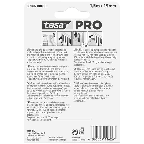 tesa Mounting PRO Transparent 66965-00000-00 Monteringsband Transparent (L x B) 1.5 m x 19 mm 1 st