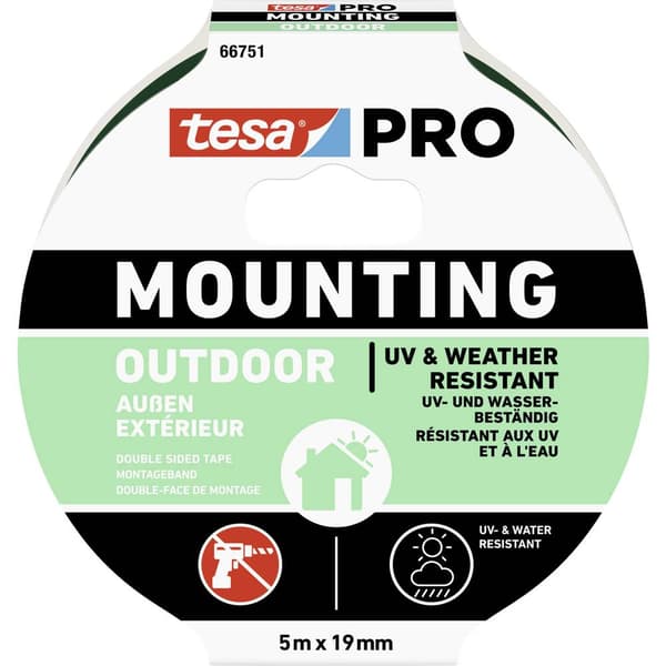 tesa Mounting PRO Outdoor 66751-00001-00 Monteringsband Transparent (L x B) 5 m x 19 mm 1 st