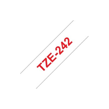 Brother TZE242 18mm Röd på vit laminerad