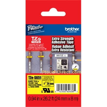 Brother TZES651 24MM BLACK ON YELL STRONG