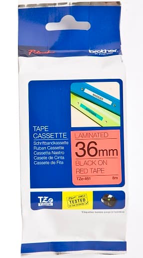 BROTHER TZE461 laminate tape 36mm BLACK ON RED