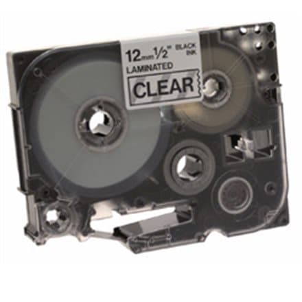 BROTHER TZE131 laminate tape 12mm BLACK ON CLEAR