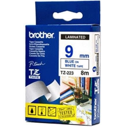 BROTHER P-Touch TZE-223 blue on white 9mm