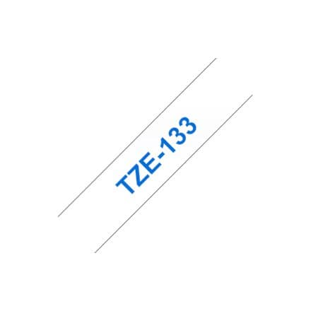 BROTHER TZE133 12mm BLUE ON CLEAR