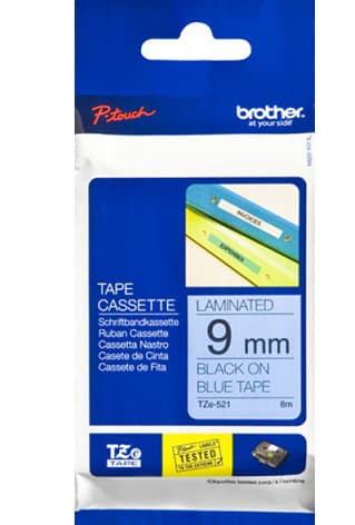 BROTHER P-Touch TZE-521 black on blue 9mm