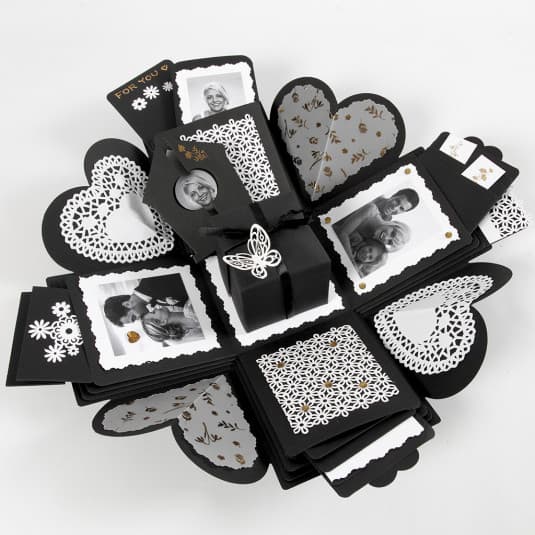 Exploding Box - H: 12 cm - Svart - Presentask