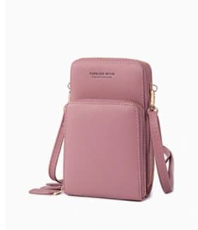 Mini Crossbody telefonväska för kvinnor mörkrosa