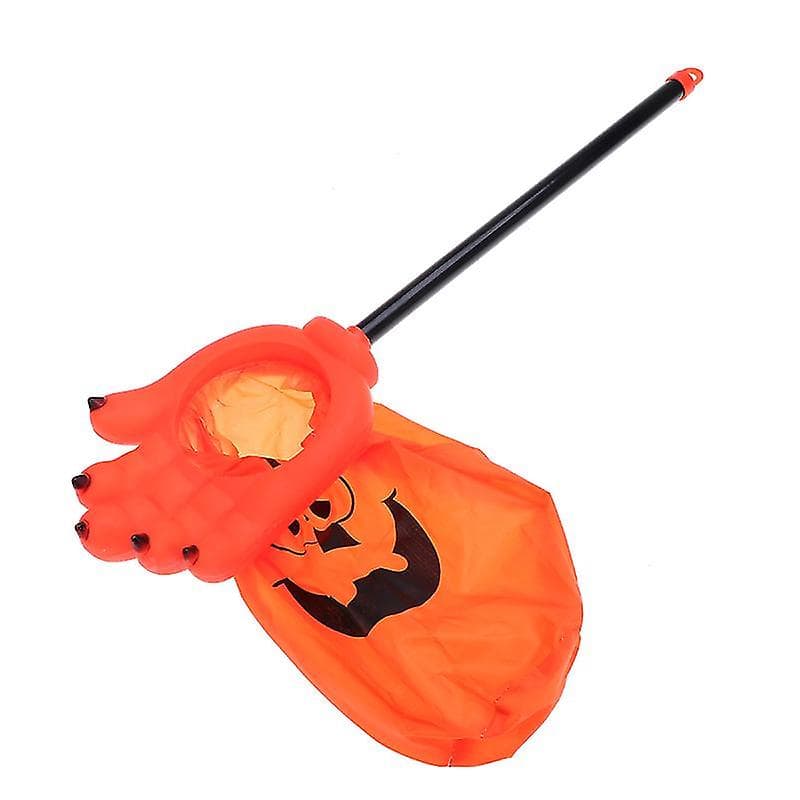Halloween Trick Or Treat Bags Long Handle Ghost Hand Design Halloween Candy Bag For Kids (orange)