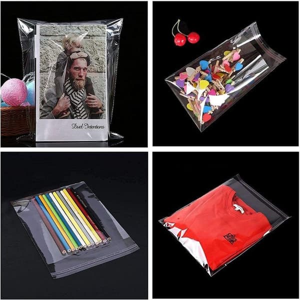 100 st självhäftande cellofanpåsar 20x25cm klara OPP plastpåsar för förvaring av kakor mat och