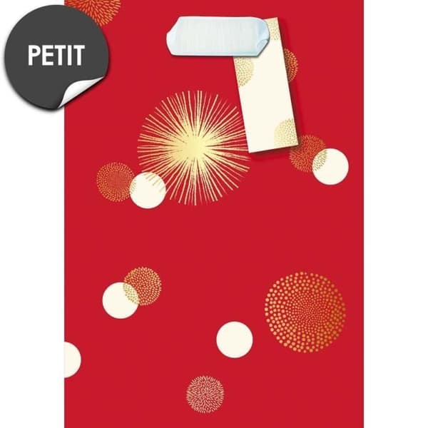Presentpåse - Draeger Paris - Small Format - Röd - Vita prickar - Guld