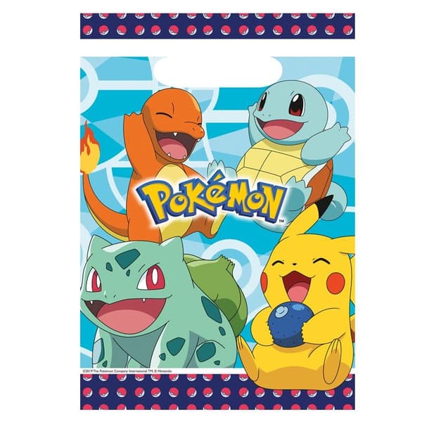 Festväskor - Pokémon - Set med 8 - Vita - Barnfödelsedag - Temafest
