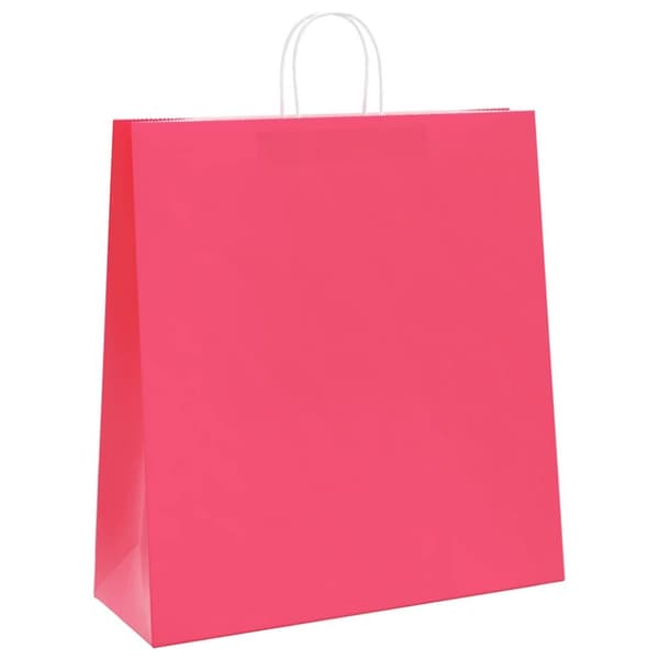 vidaXL Kraftpapperspåsar 50 st med handtag rosa 45x17x48 cm