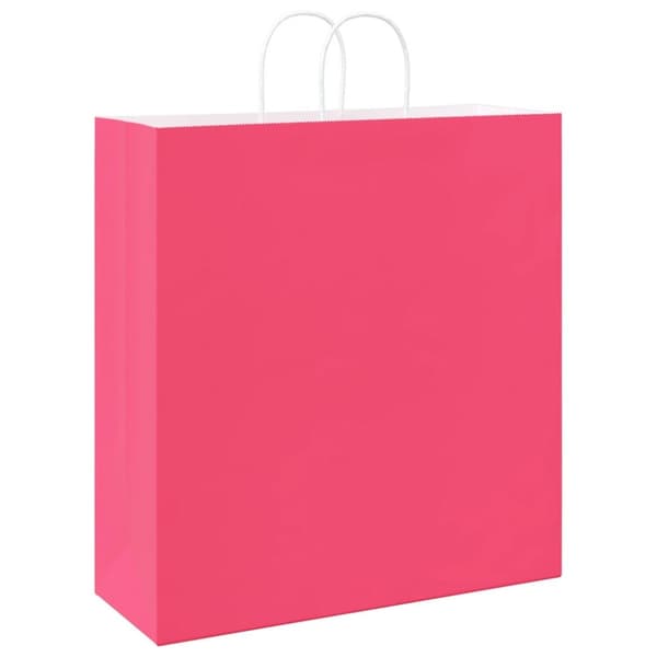vidaXL Kraftpapperspåsar 50 st med handtag rosa 45x17x48 cm