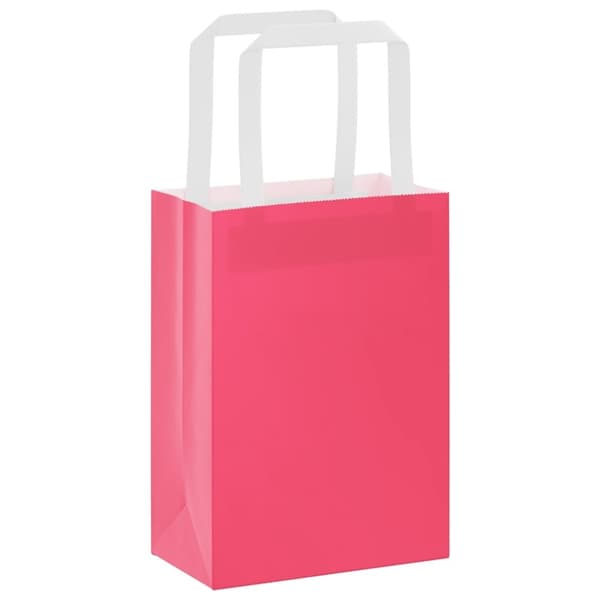 vidaXL Kraftpapperspåsar 250 st med handtag rosa 15x8x21 cm