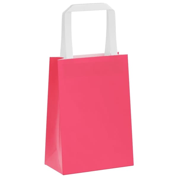 vidaXL Kraftpapperspåsar 250 st med handtag rosa 15x8x21 cm
