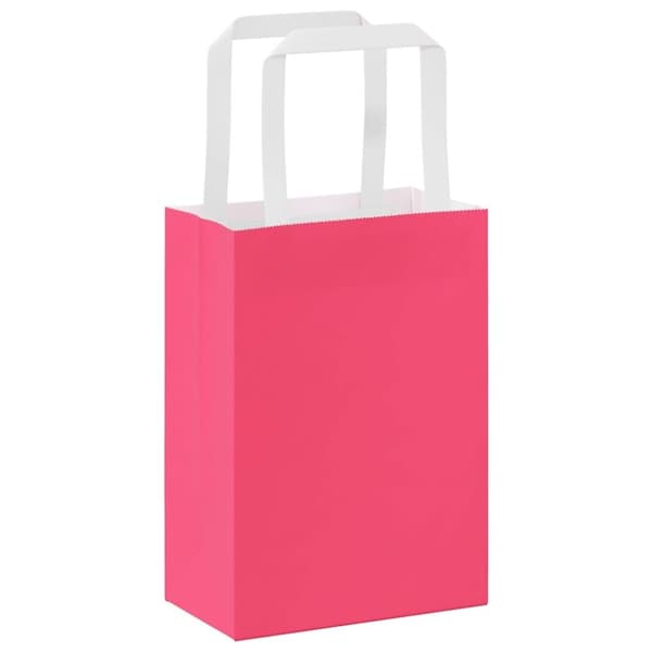 vidaXL Kraftpapperspåsar 250 st med handtag rosa 15x8x21 cm