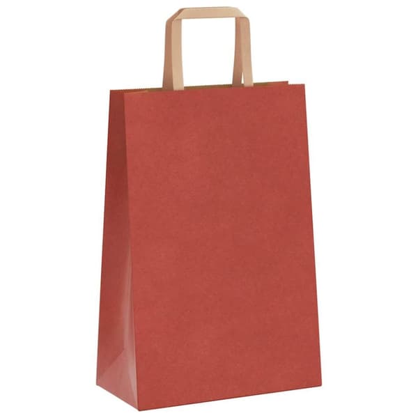 vidaXL Kraftpapperspåsar 250 st med handtag röd 21x11x31 cm