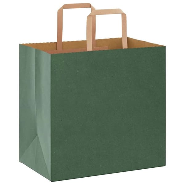 vidaXL Kraftpapperspåsar 50 st med handtag grön 26x17x25 cm