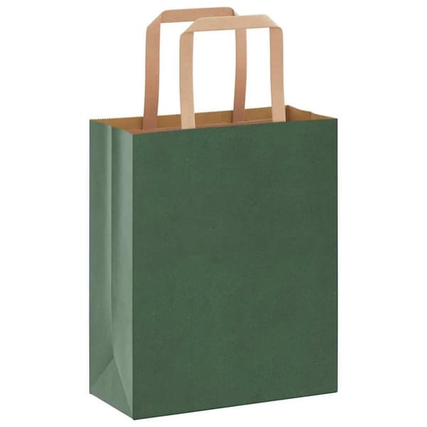vidaXL Kraftpapperspåsar 250 st med handtag grön 18x8x22 cm