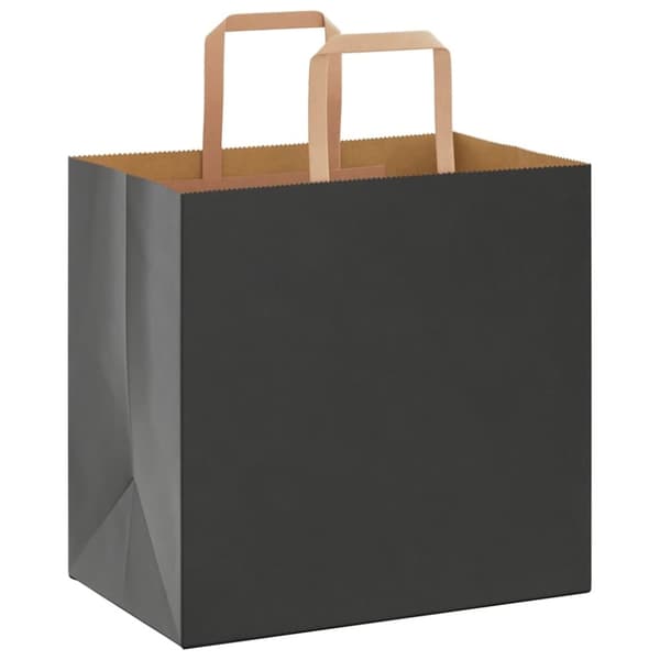 vidaXL Kraftpapperspåsar 50 st med handtag svart 26x17x25 cm
