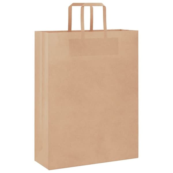 vidaXL Kraftpapperspåsar 250 st med handtag brun 32x12x42 cm