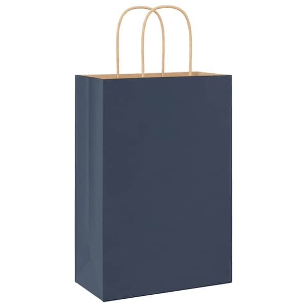 vidaXL Papperspåsar 250 st med handtag blå 21x11x31 cm
