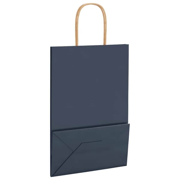 vidaXL Papperspåsar 250 st med handtag blå 21x11x31 cm