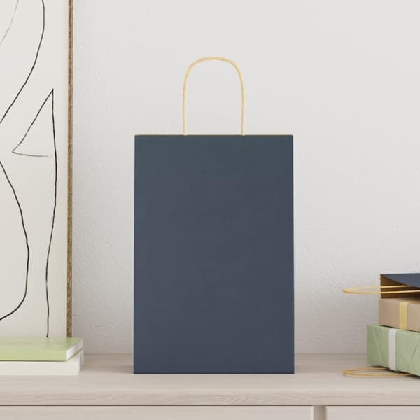vidaXL Papperspåsar 250 st med handtag blå 21x11x31 cm