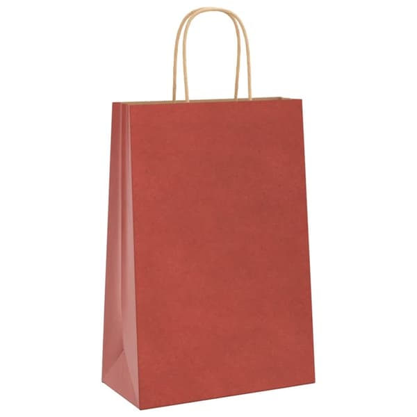 vidaXL Kraftpapperspåsar 250 st med handtag röd 21x11x31 cm