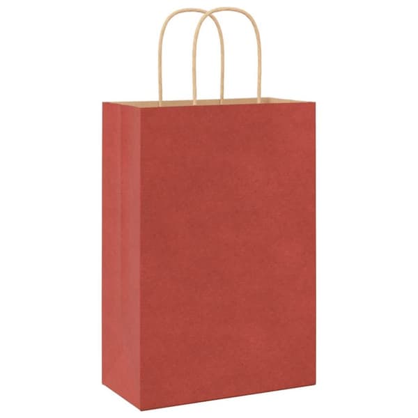vidaXL Kraftpapperspåsar 250 st med handtag röd 21x11x31 cm