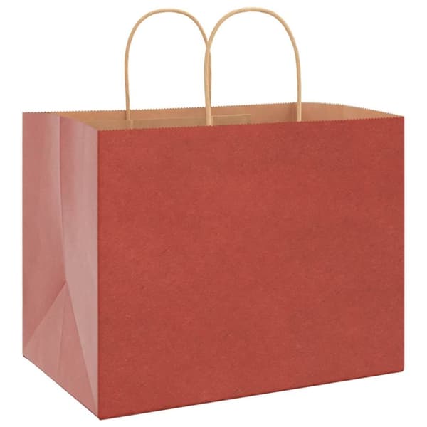 vidaXL Kraftpapperspåsar 50 st med handtag röd 32x22x24 cm