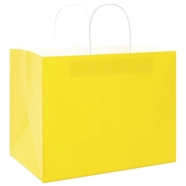 vidaXL Kraftpapperspåsar 50 st med handtag gul 32x22x24 cm