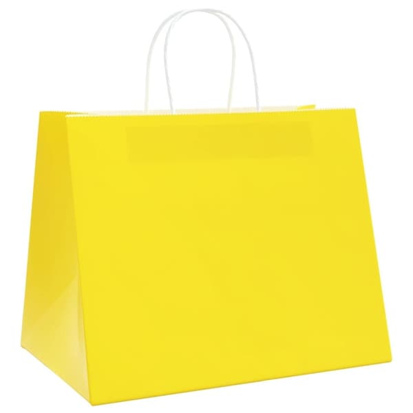 vidaXL Kraftpapperspåsar 50 st med handtag gul 32x22x24 cm