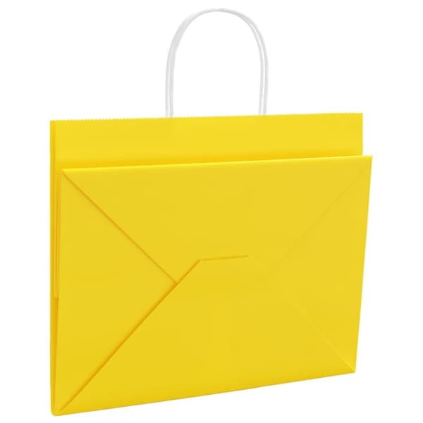 vidaXL Kraftpapperspåsar 50 st med handtag gul 32x22x24 cm