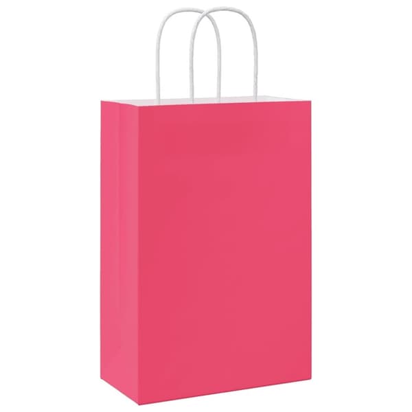 vidaXL Papperspåsar 50 st med handtag rosa 21x11x31 cm