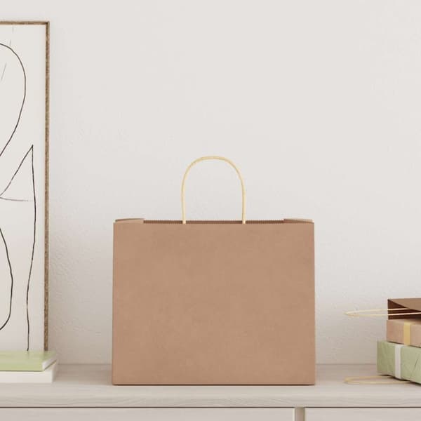 vidaXL Kraftpapperspåsar 250 st med handtag brun 32x22x24 cm