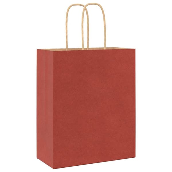 vidaXL Kraftpapperspåsar 50 st med handtag röd 18x8x22 cm