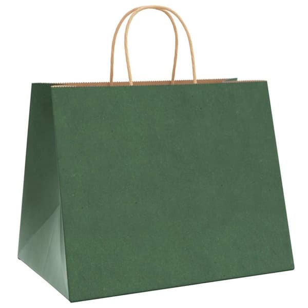 vidaXL Kraftpapperspåsar 250 st med handtag grön 32x22x24 cm