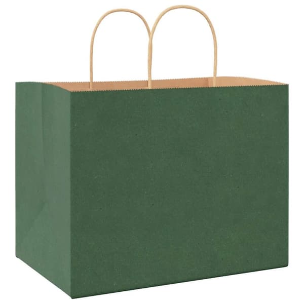 vidaXL Kraftpapperspåsar 250 st med handtag grön 32x22x24 cm
