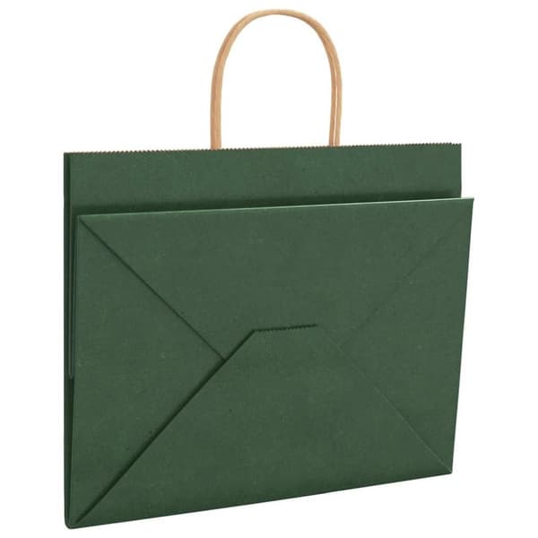 vidaXL Kraftpapperspåsar 250 st med handtag grön 32x22x24 cm